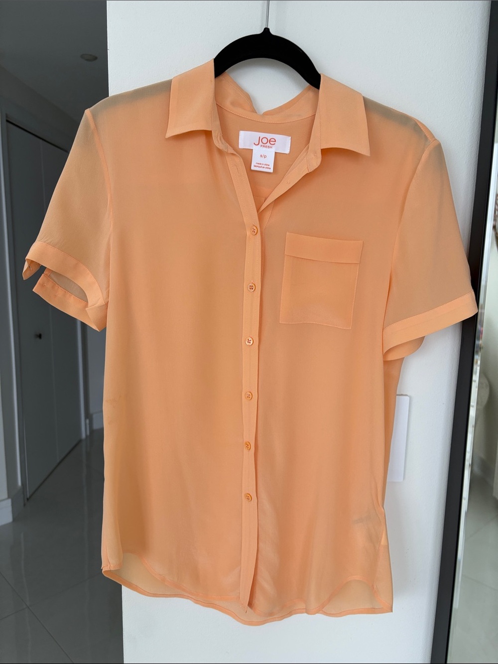 Joe Fresh Peach Button-Down Short Sleeve Shirt